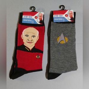 Star Trek The Next Generation Theme Set of 2 Pair Mens Size 10-13 Crew Socks NWT
